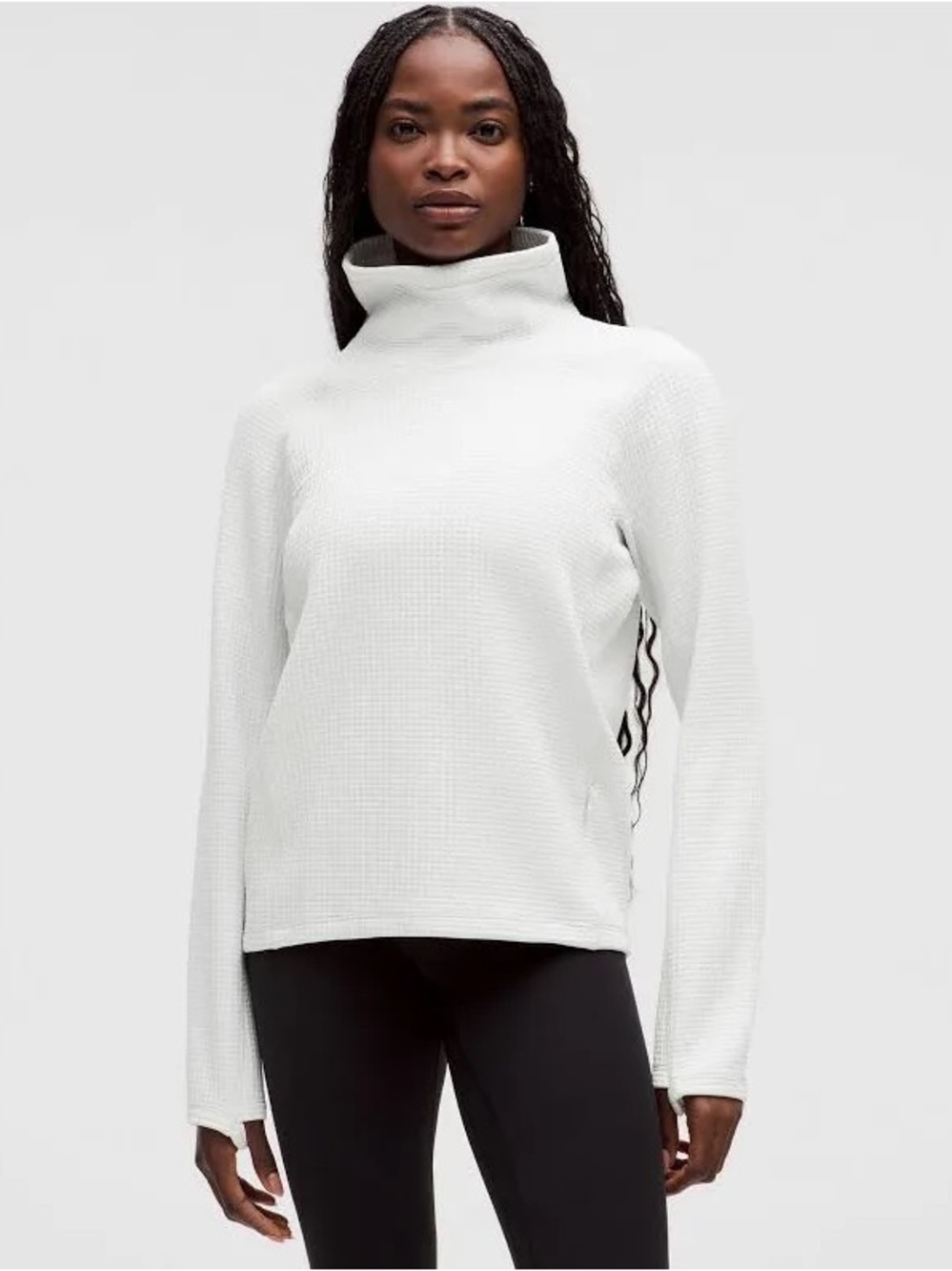 Lululemon Waffle-Knit Funnel-Neck Long-Sleeve Shirt IN Light Vapor